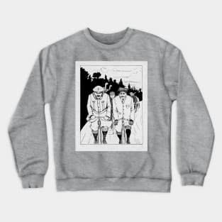 Victorian gentlemen cycling enthusiasts- vintage illustration. Crewneck Sweatshirt